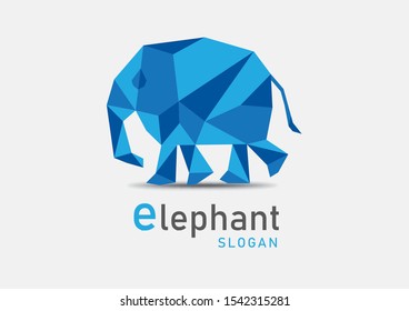 Elephant polygon vector illustration, logo design, web icon, sign, animal brand