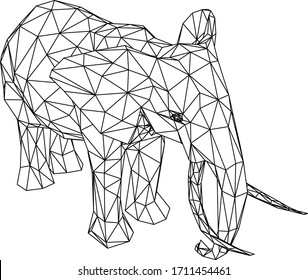 Elephant polygonal lines illustration. Abstract vector elephant on the white background