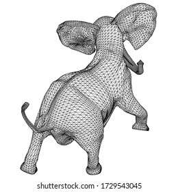 Elefante polygonale Linien Abbildung. Abstrakter VektorElefant auf weißem Hintergrund