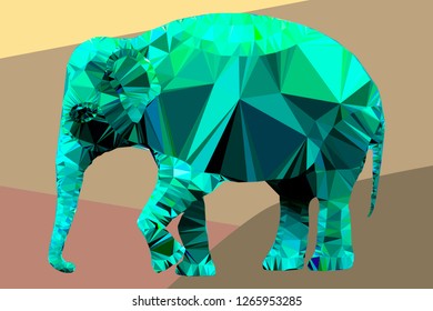 Elephant. Polygonal Mosaic Background. Low Poly Style.