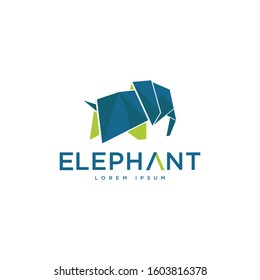 Elephant polygonal origami logo mascot template