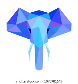 Elephant portrait. Abstract low poly design. Vector illustration.