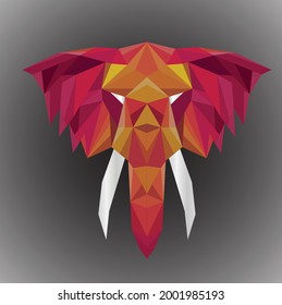 Elephant portrait. Abstract low poly design. Vector illustration.
