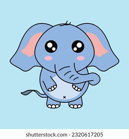 The elephant is portrayed in a smaller size, with a round and chubby body. It has a short tail and short legs, giving it an endearing appearance.Eps 10