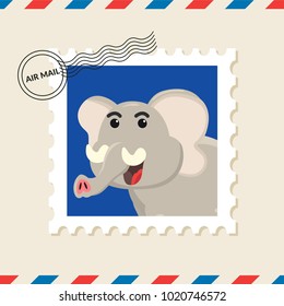 Elephant postage stamp on air mail envelope