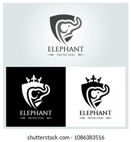 Elephant protect logo design template. Vector illustration