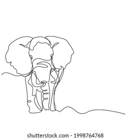 Elephant Protection Day. The elephant is coming. The inscription is in English Blogger. Solid line. Vector illustration drawn with a single line.