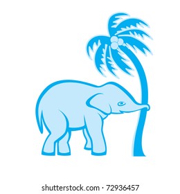 Elephant is pulling out the palm tree