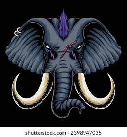 Elephant punk hair style vector illustration for your company or brand