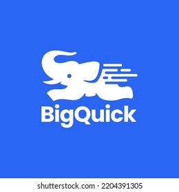 Elephant Quick Fast Dash Express Jumping Logo vector Icon Illustration