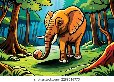 ein Elefant war ruhig und entspannt mitten im Wald.