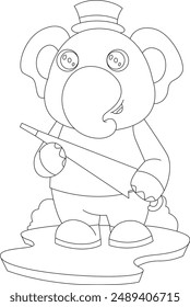 Elephant Raining Umbrella Animal Vector Graphic Art Illustration