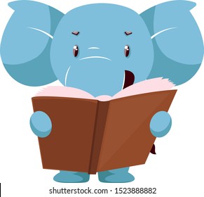 Lectura de elefantes, ilustración, vector sobre fondo blanco.