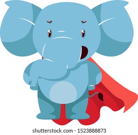 Elephant with red cape, illustration, vector on white background.