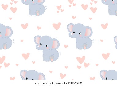 Elephant repeat pattern. Nursery art background. Children's fabric pattern design.