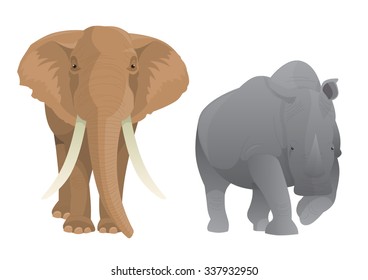 Elephant and Rhino