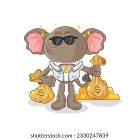 the elephant rich character. cartoon mascot vector