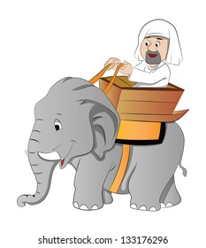 Elephant Ride, vector illustration