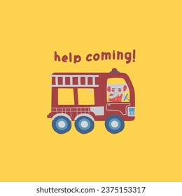 Elephant riding a fire truck to help people vector