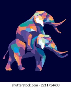 Elephant riding an elephant pop art style