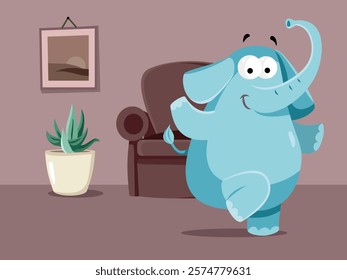 
Elephant in the Room Vector Cartoon Illustration Design. Metaphoric image of an obvious hard to ignore issue
