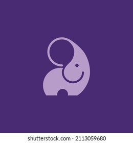 Elephant Round Logo abstract silhouette design vector template. Mammoth Logotype concept icon