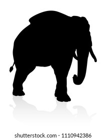 An elephant safari animal in silhouette graphic