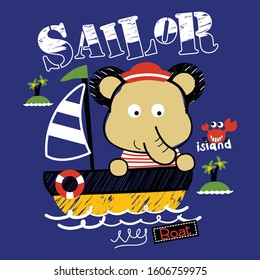 elephant the sailorman funny animal cartoon,vector illustration