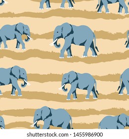 elephant sand animals vector seamless pattern. Concept for print, wallpapers, clothing design, cards