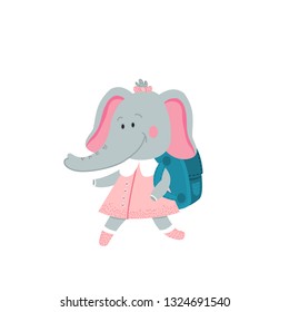 elephant schoolgirl vector illustration