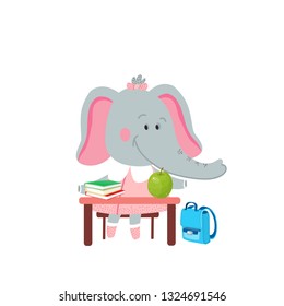 elephant schoolgirl vector illustration