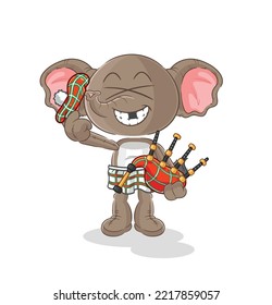 the elephant scottish with bagpipes vector. cartoon character