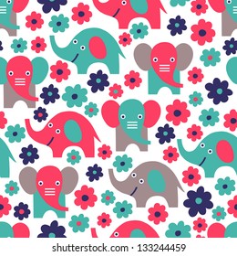 Similar Images, Stock Photos & Vectors of Seamless retro elephant kids