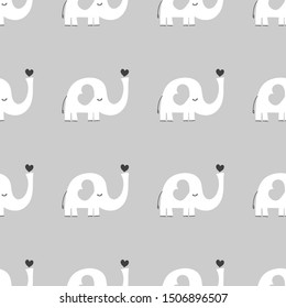 Elephant seamless pattern design for kids nursery - funny hand drawn doodle, seamless pattern. 