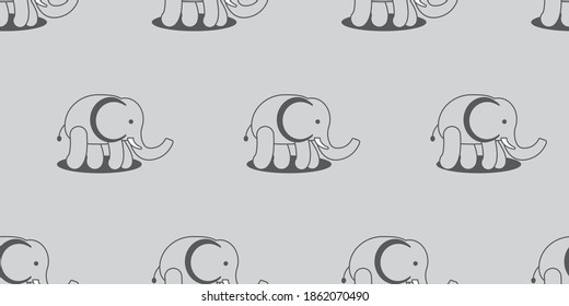 Elephant seamless pattern, A herd of Elephant on the gray background.	.	