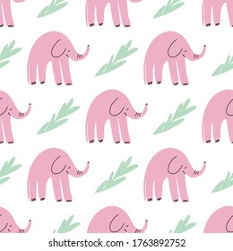 Elephant seamless pattern for scrapbook, fabric, digital paper. Cute baby design background