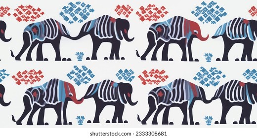 elephant seamless pattern, elephant, straight pattern ready for print, White background, Vector Art