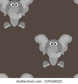 Elephant seamless pattern. Vector illustration of cartoon elephant seamless pattern. Funny elephant.