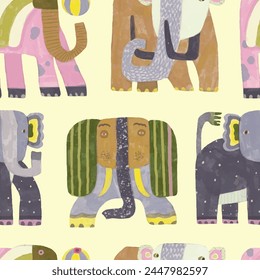 Elefante sin patrón de Vector de acuarela sin costura.