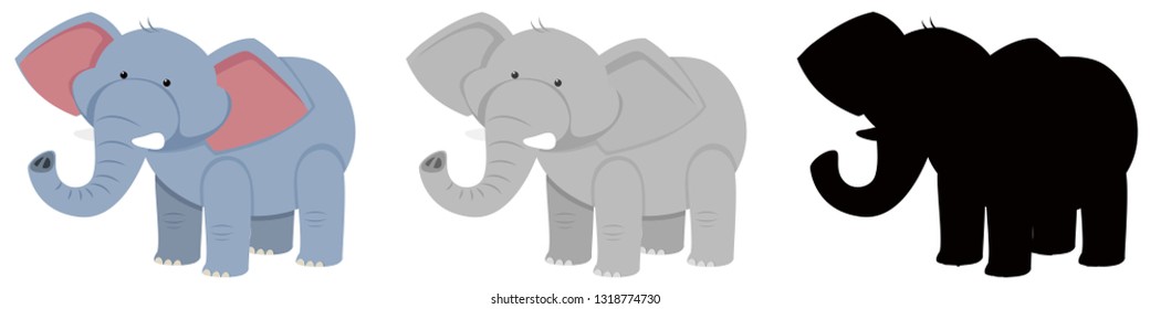 Conjunto de elefantes de diferentes ilustraciones de variaciones