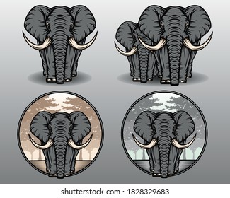 Elephant set vector illustration. Elephant Baby