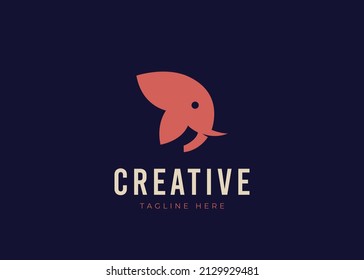 Elephant in the Shape of Butterfly Logo. Vintage Modern Logo Design Template