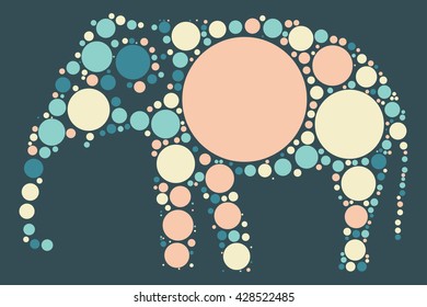 elephant shape design by color point