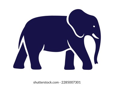 Icono plano de forma elefante Silueta animal de dibujos animados. Ilustración del vector