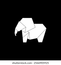 Elephant Shape Inspired by Origami Form, can use for Logo, Pictogram, Animal Figure, Website, Apps, or Graphic Design Element. Vector Illustration