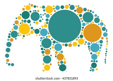 elephant shape vector design by color point