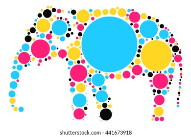 elephant shape vector design by color point