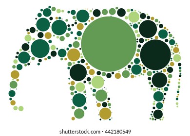 elephant shape vector design by color point