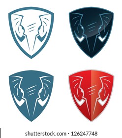 Elephant shield - vector illustration