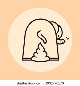 Icono de mierda elefante y simbólico, ilustración vectorial y diseño plano.